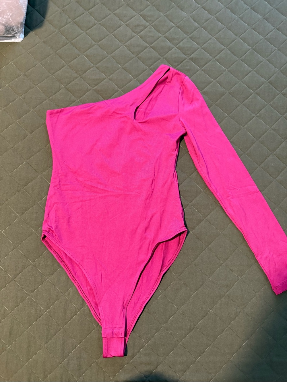Zara Fuchsia One-Shoulder Long-Sleeve Bodysuit